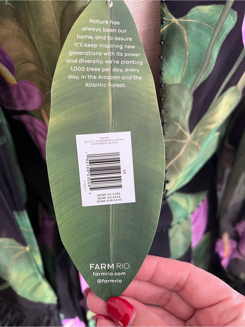 Black Anthurium Kaftan with Feather Detail from Farm Rio - Picture 7 of 10